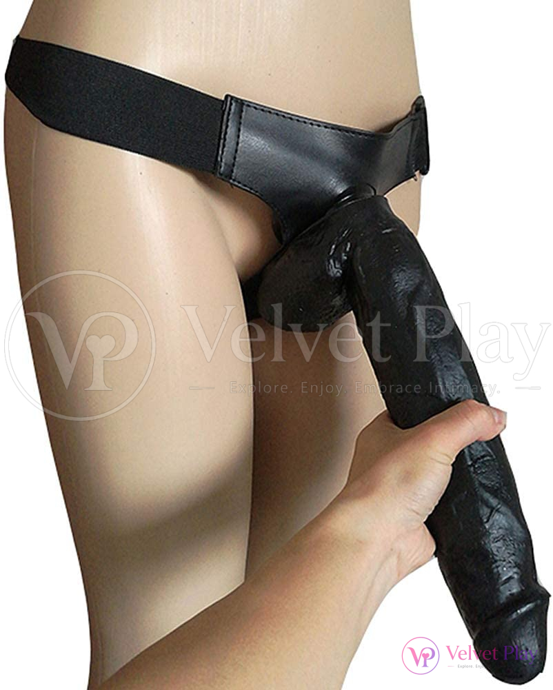 12 Inch Black Strapon Harness Dong Erotic Toy For Women