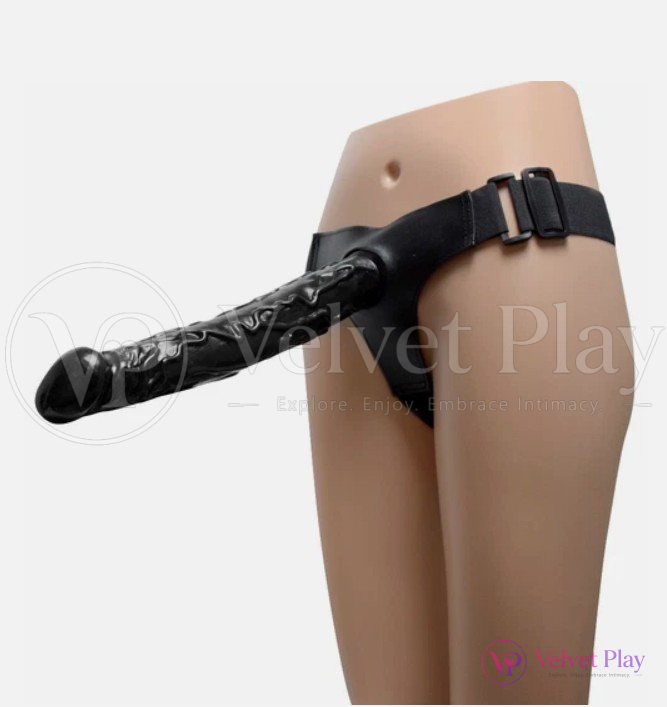 14 Inches Adjustable Strapon Silicone Black Penis Dildo
