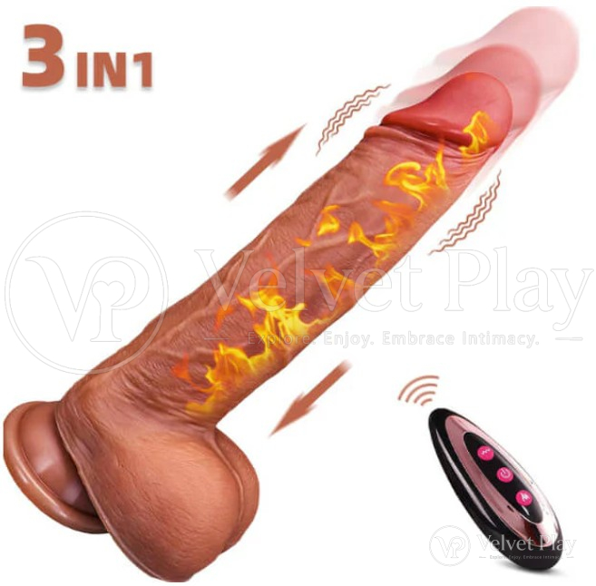 3in1 Thrusting Heating Vibrating Automatic Penis Dildo