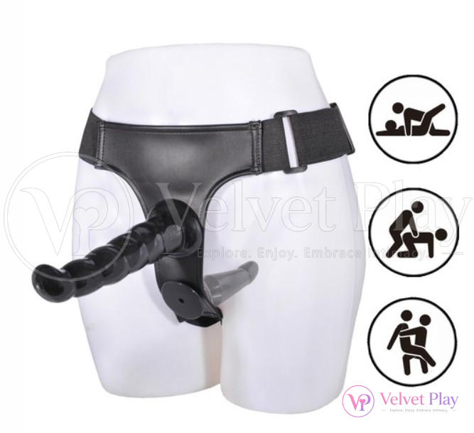 Adjustable Dual-Style Strap-On Harness Set – Premium Black Intimate Wear