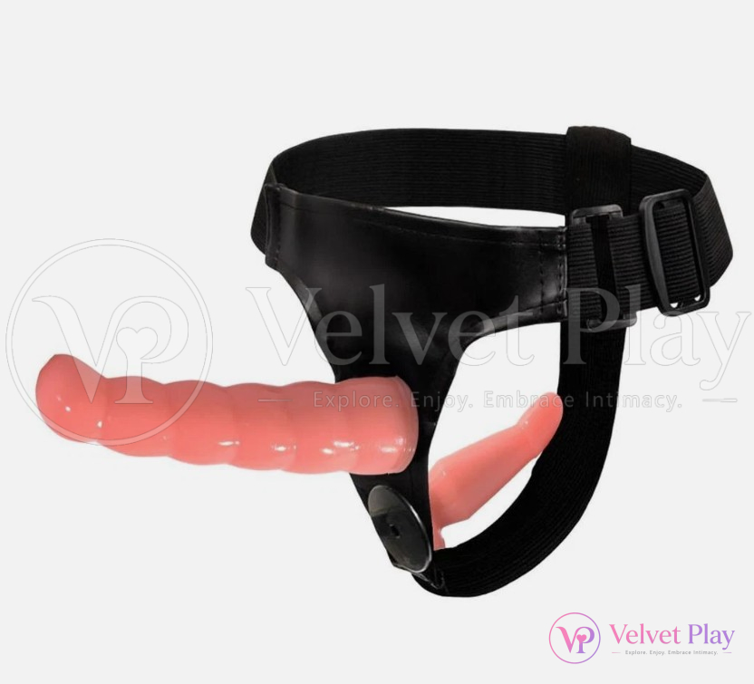 Beaded Double Dildo Strap-On – Adjustable & Dual-Design Adult Toy