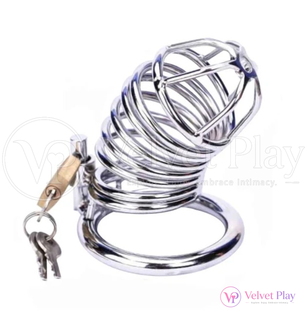 Birthday Gift Spiral Rounded Ring Steel Chastity Cage