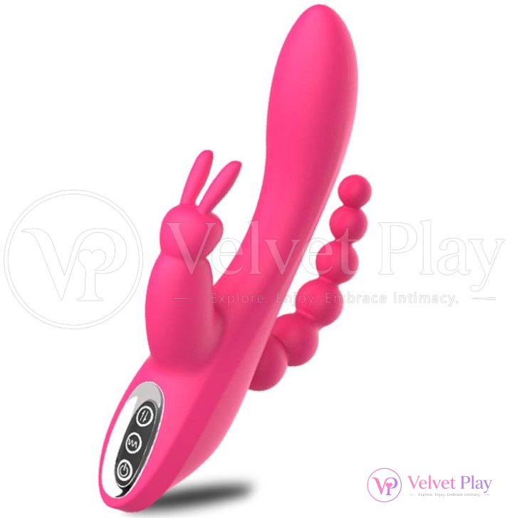 Original Pink 3in1 Rabbit Vibrator Dildo For Couple 