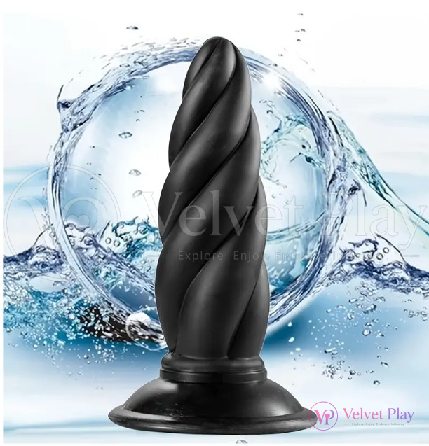 Oversize Black Spiral Anal Buttplug For Unisex Toy