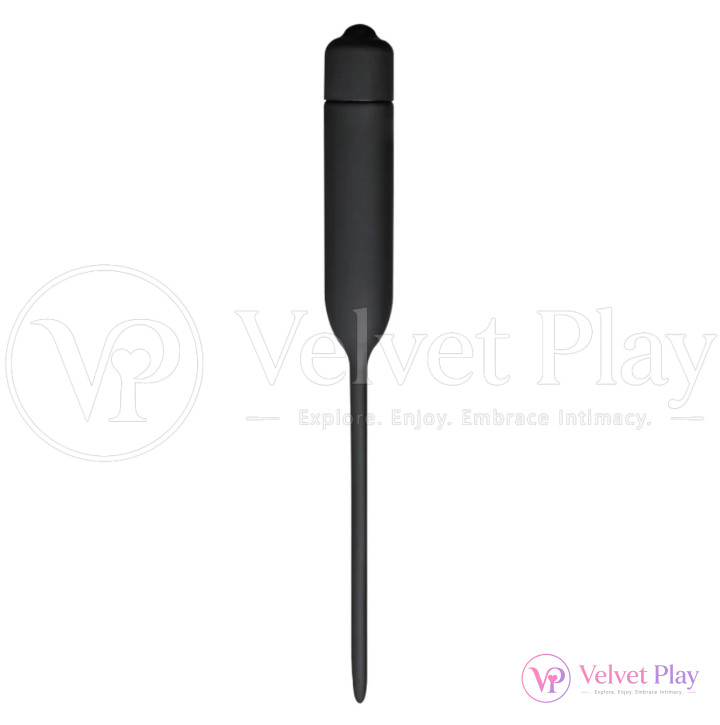 targeted  Vibrating Silicone Urethral Dilator Black  
