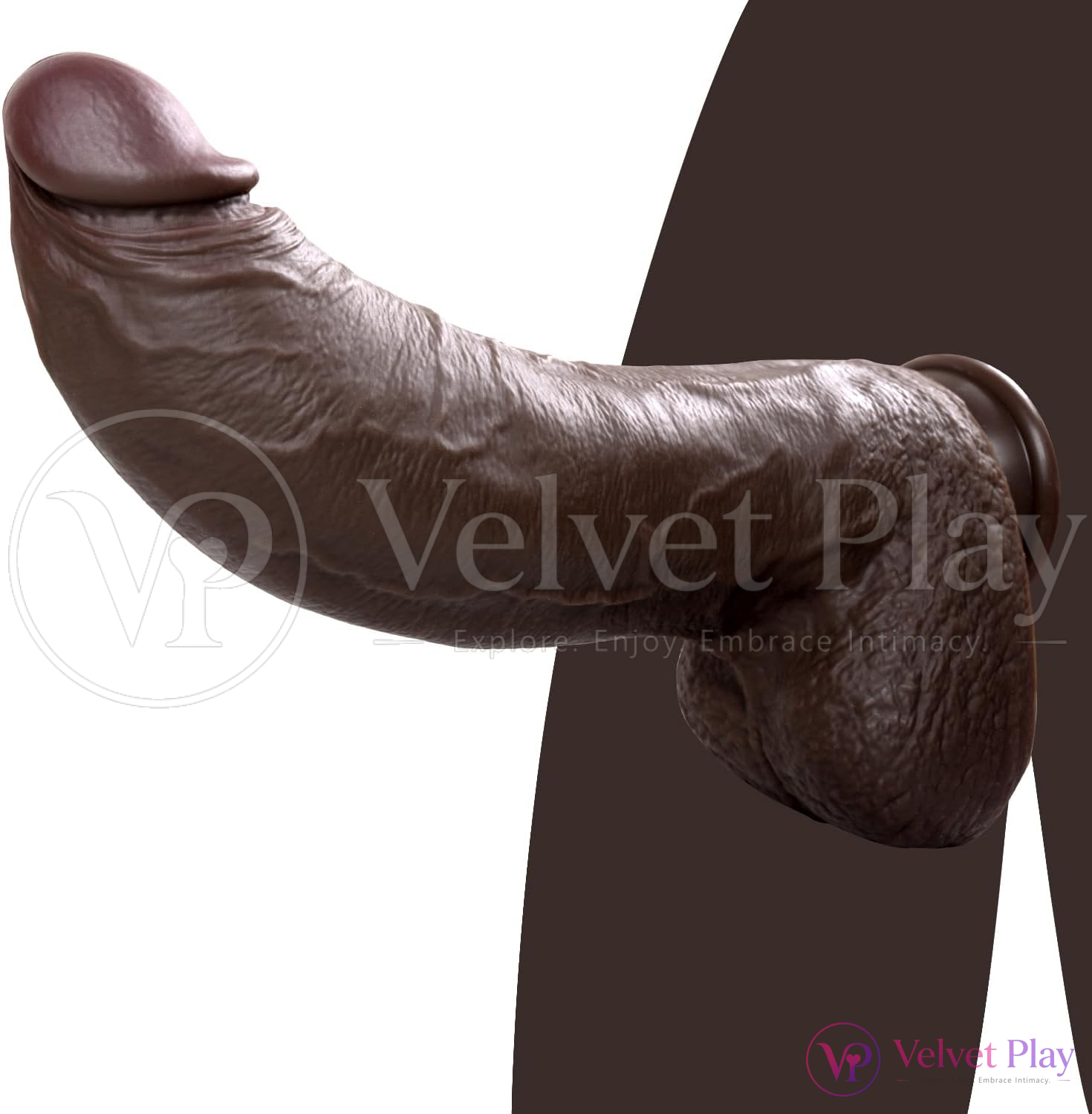 XXL Massive 11.61 Inches Realistic Black Curved Penis Dildo